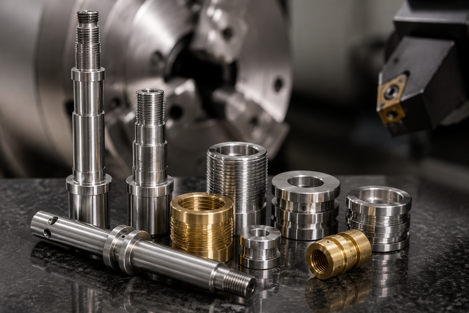 CNC turning for shafts, pins and round components