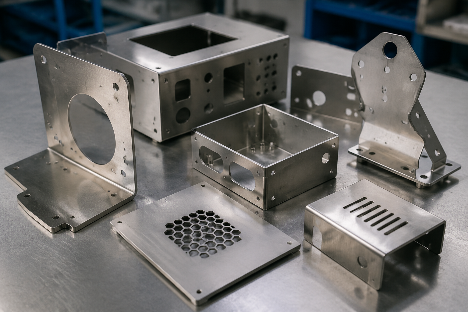 Sheet metal parts for panels, brackets and enclosures